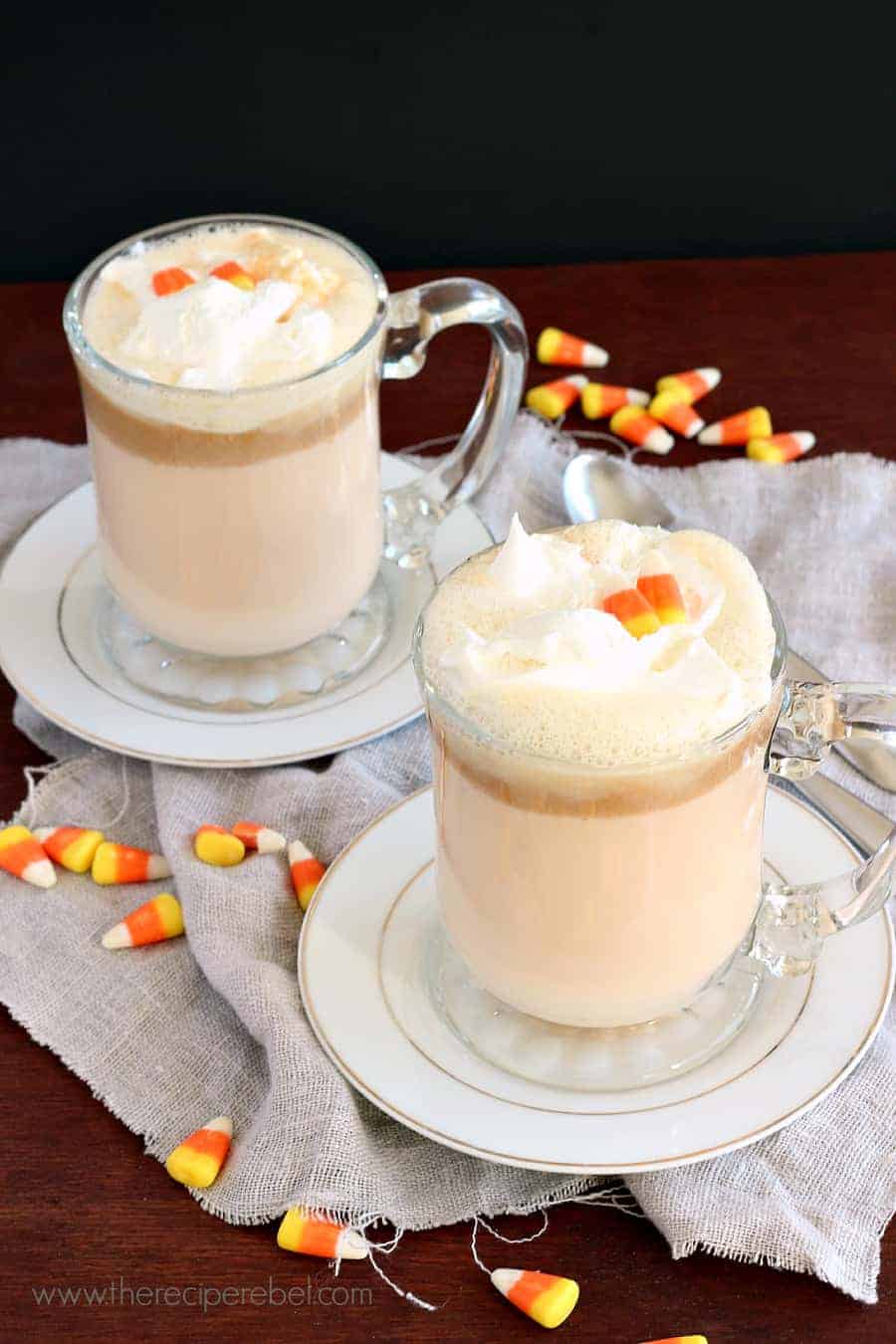 Candy Corn Peanut Butter White Hot Chocolate - The Recipe Rebel