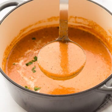 creamy tomato soup in dutch oven