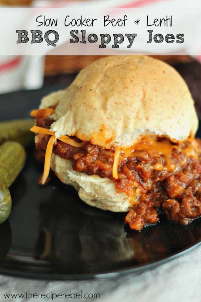 {slow cooker} beef & lentil bbq sloppy joes