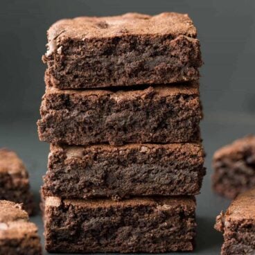 Perfectly rich, dense, fudgy brownies every time. They are so easy and come together with just a bowl and a whisk. This is the only brownie recipe I use!