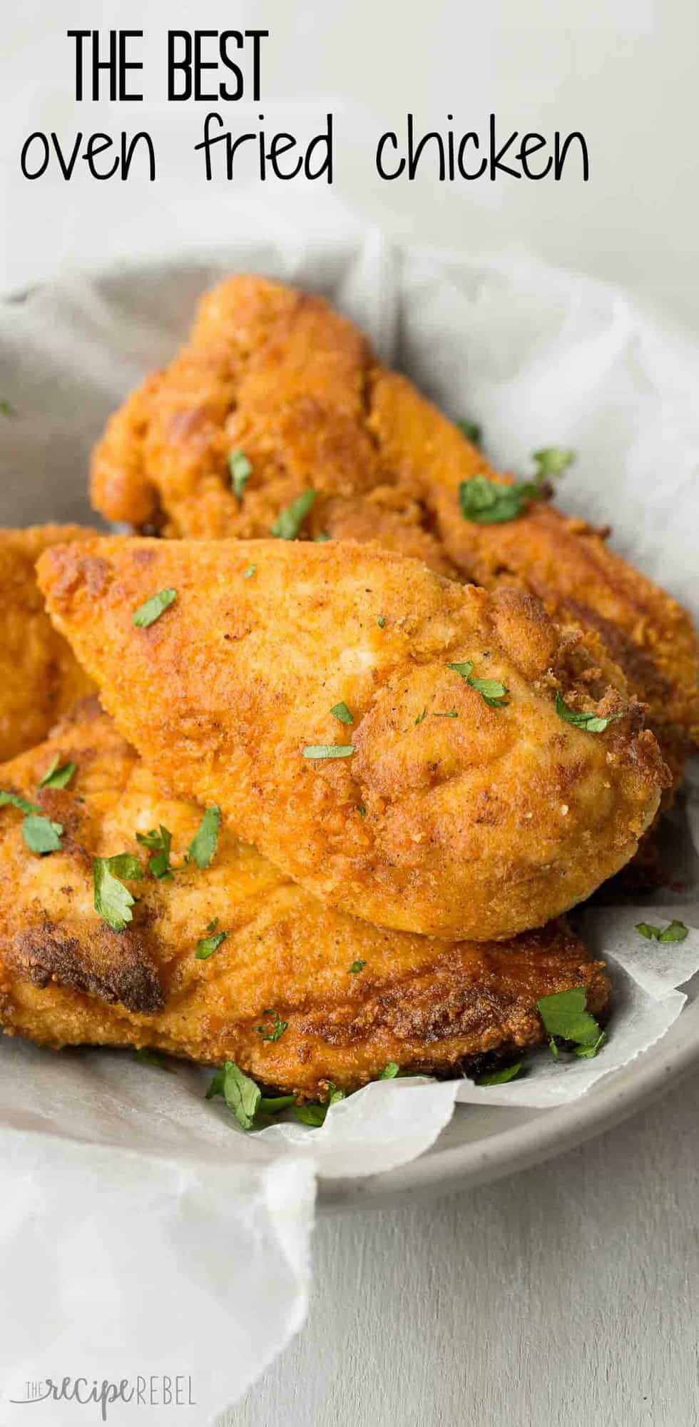 The best oven fried chicken -- with tons of KFC flavor and less of the grease! SO much healthier!