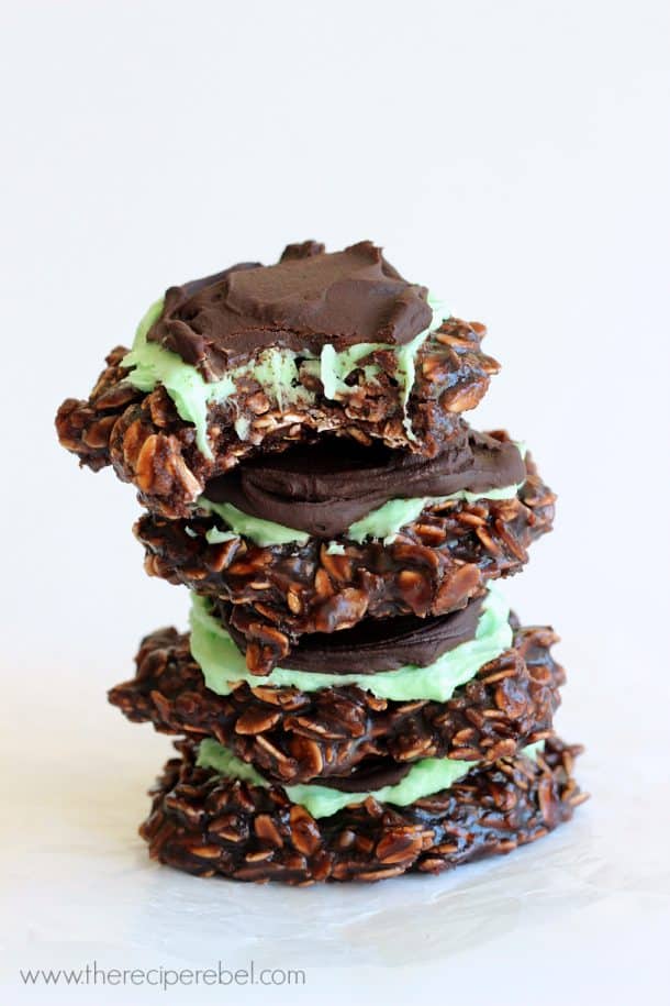 Mint Chocolate No Bake Cookies www.thereciperebel.com