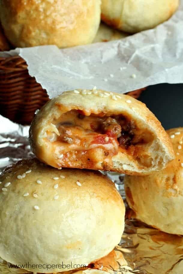 close up image of chili cheese filling in pretzel bite