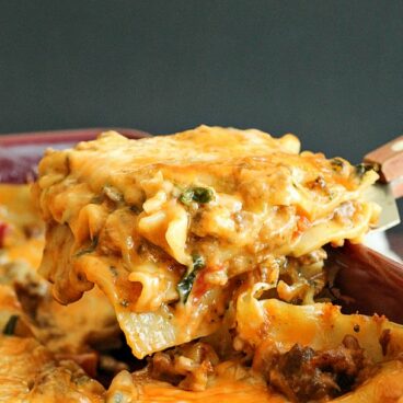 Creamy Chipotle and Italian Sausage Lasagna: This twist on traditional lasagna has italian sausage (mild or spicy!) and a creamy chipotle sauce! It also makes 2, so you can give one to a friend or save one in the freezer for later! www.thereciperebel.com