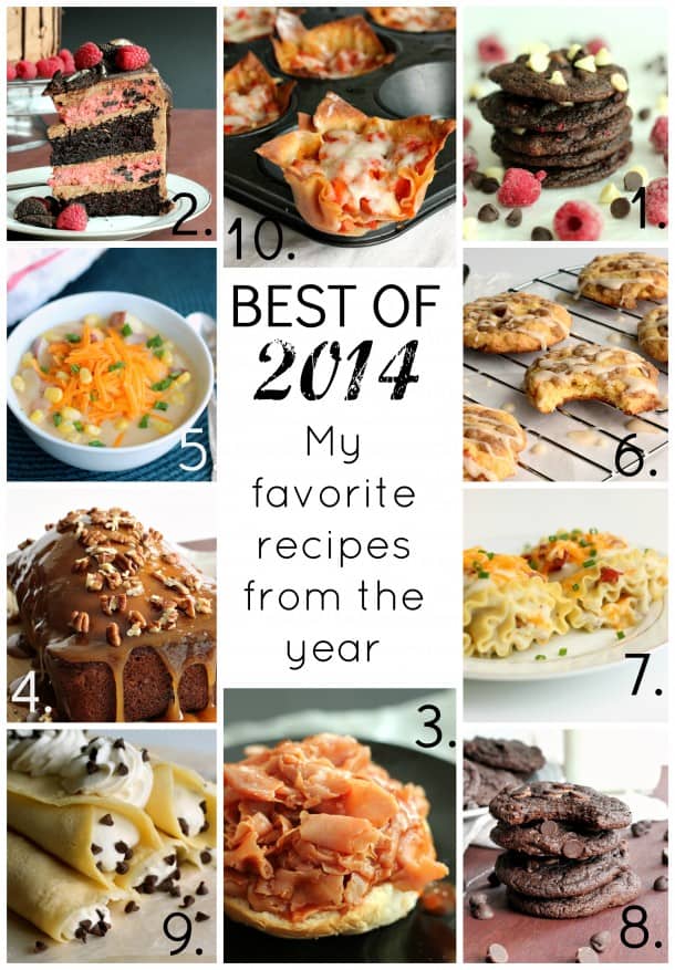 personal favorite recipes of 2014 collage with mutliple images and title in the center