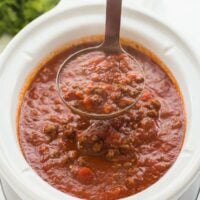 slow cooker spaghetti sauce in crockpot