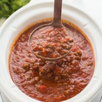 slow cooker spaghetti sauce in crockpot