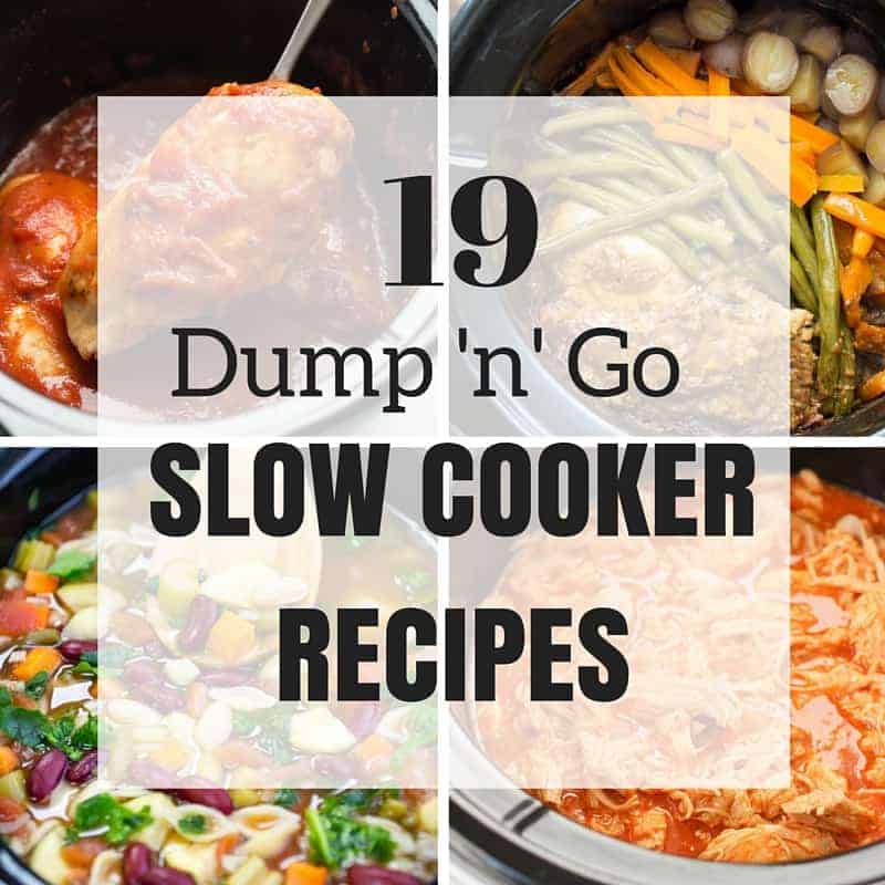 dump and go slow cooker recipes collage of four images and title