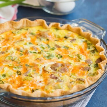 easy loaded baked potato quiche in pan
