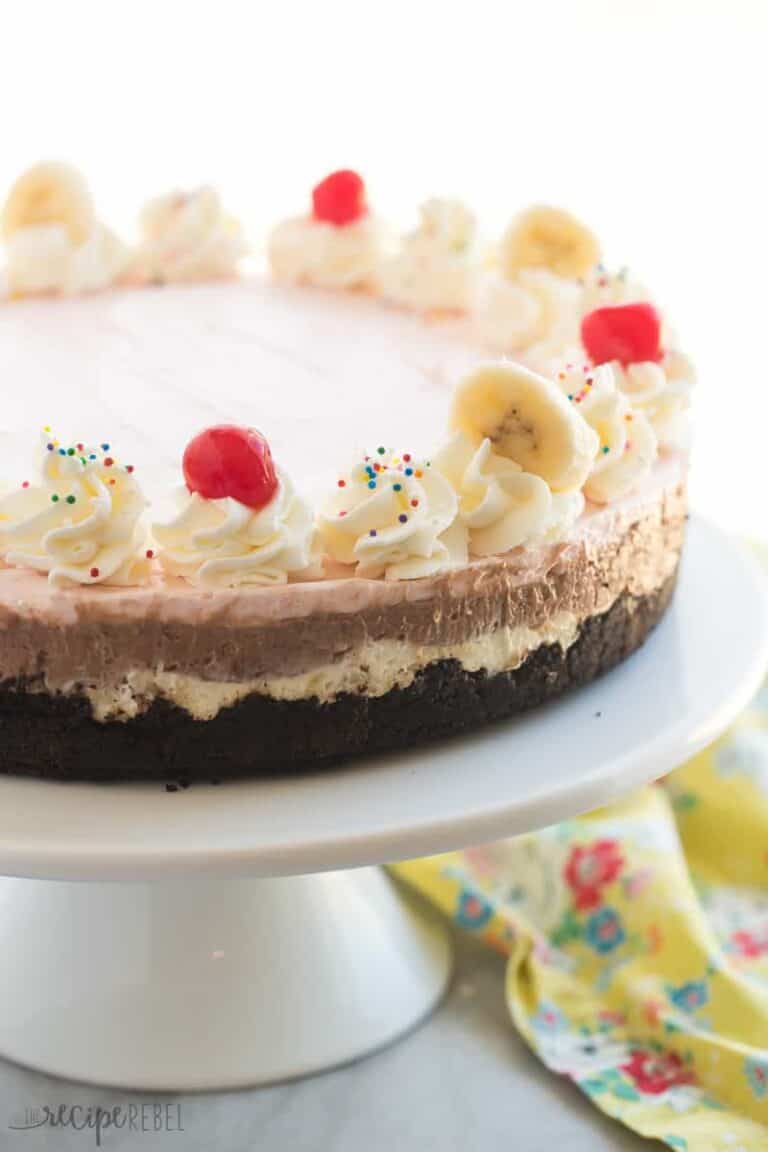 No Bake Banana Split Cheesecake Recipe