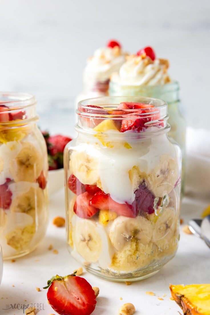 banana split trifle in jar with no whipped cream