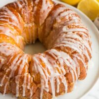 lemon monkey bread finished with glaze