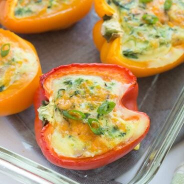 Breakfast Stuffed Peppers - Oven or Slow Cooker + VIDEO