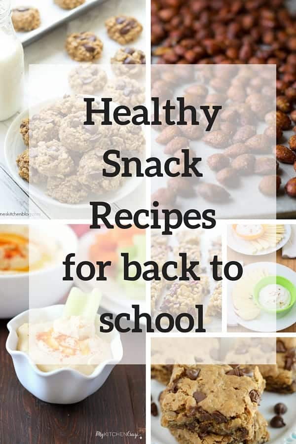 collage of healthy snack recipe images with text overlay