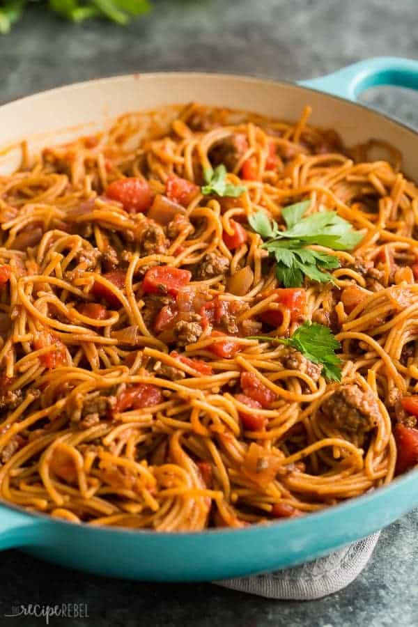 One Pot Spaghetti And Meat Sauce Made Healthier The Recipe Rebel