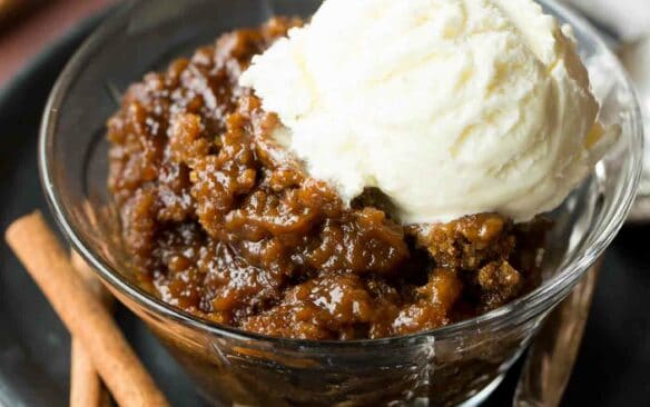 An easy make ahead dessert perfect for the holidays! This spiced Gingerbread Pudding Cake cooks in the slow cooker and keeps your oven free.