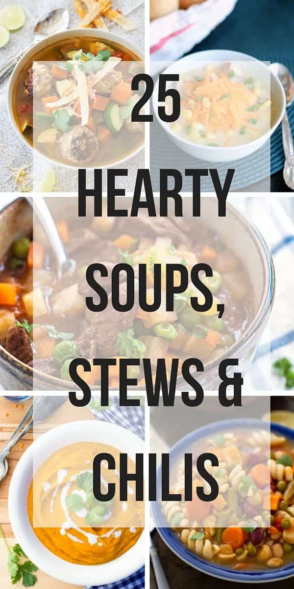 collage image of soups stews and chilis with text overlay