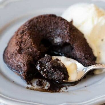 A rich, decadent chocolate lava cake that's made without flour so it's naturally gluten free! The perfect dessert for the holidays or date night in.