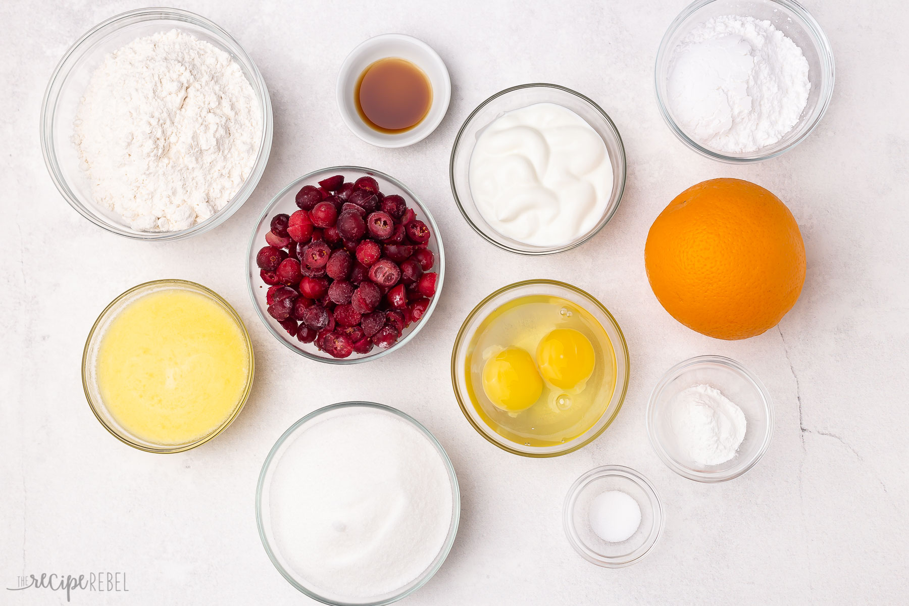 ingredients needed for cranberry orange bread.