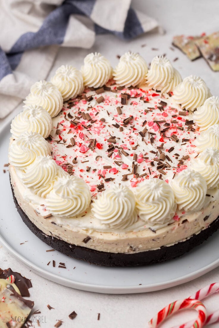 No Bake Peppermint Bark Cheesecake The Recipe Rebel