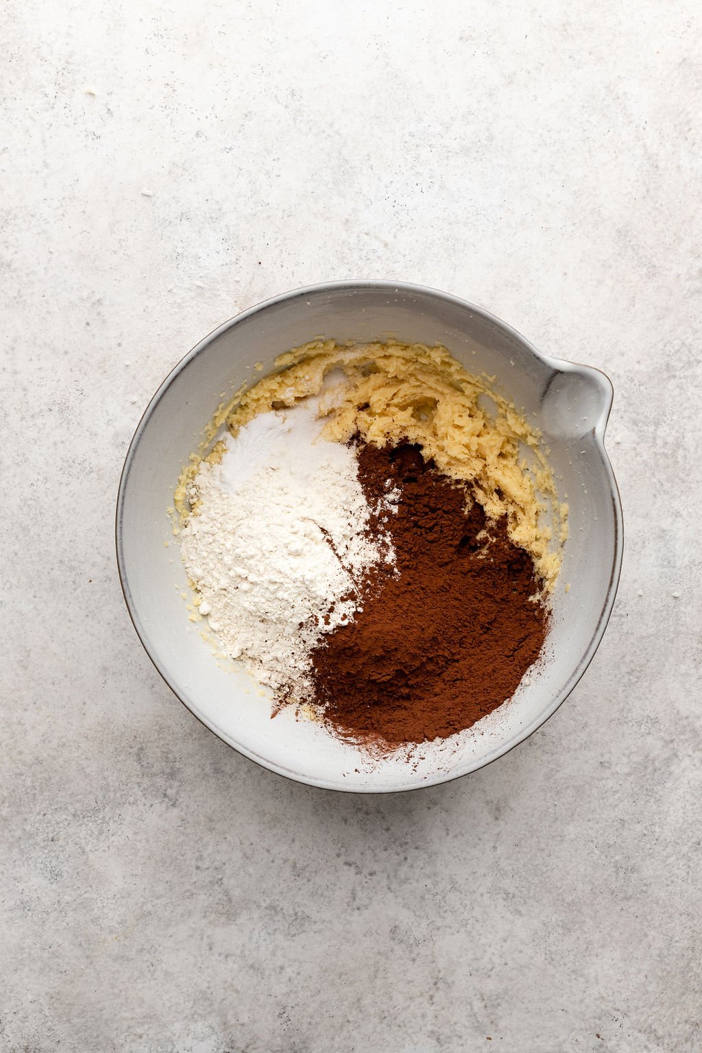 dry ingredients added to mixing bowl.