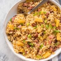 ham and pineapple rice overhead