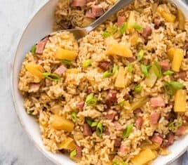 ham and pineapple rice overhead