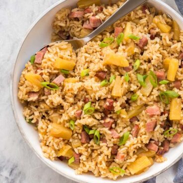 ham and pineapple rice overhead