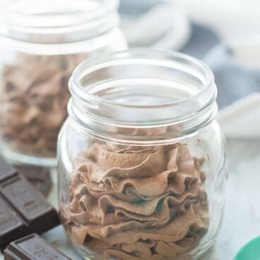 The easiest chocolate mousse made completely in a mason jar -- no mixer required! -- with only 3 ingredients! So simple and SO good!