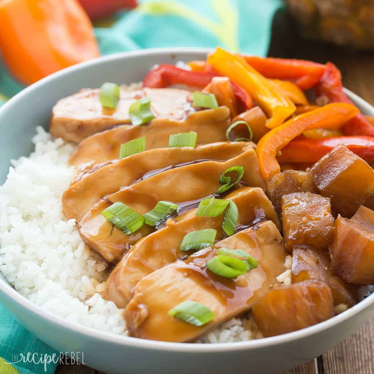 Slow Cooker Hawaiian Chicken Rice Bowls Recipe