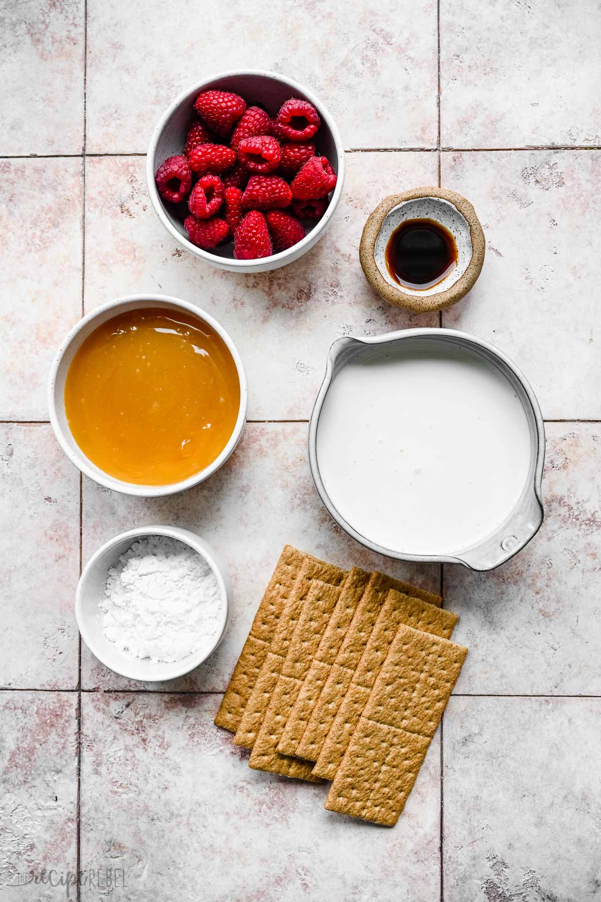 ingredients needed for lemon raspberry icebox cake.