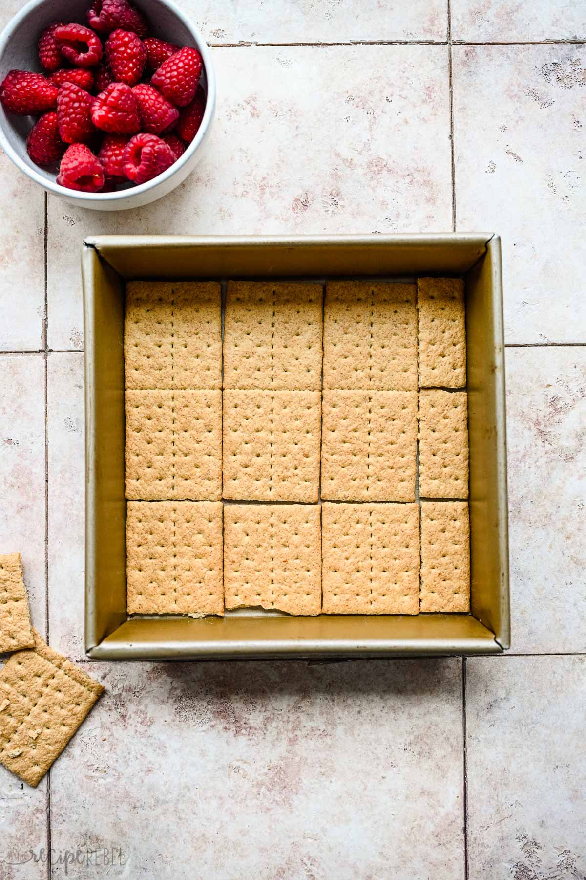 graham crackers in bottom of square pan.