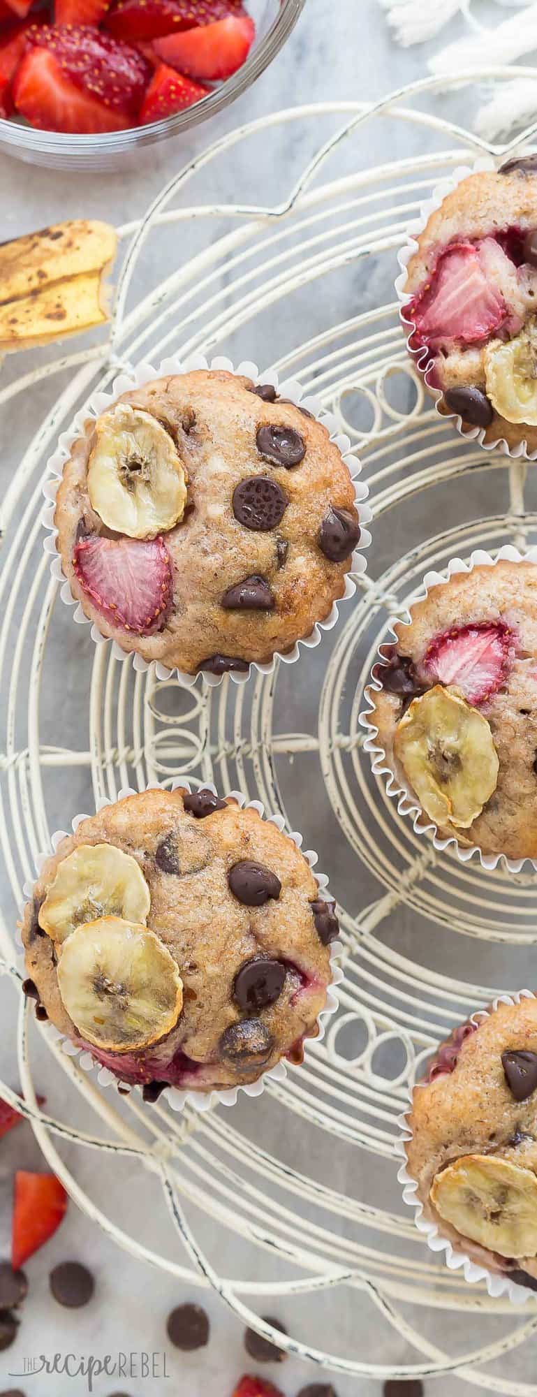 strawberry chocolate chip banana muffins