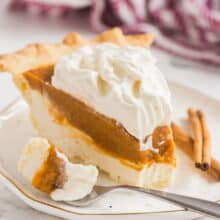 cream cheese pumpkin pie white plate