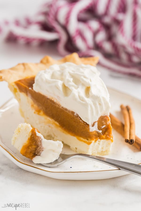 cream cheese pumpkin pie white plate