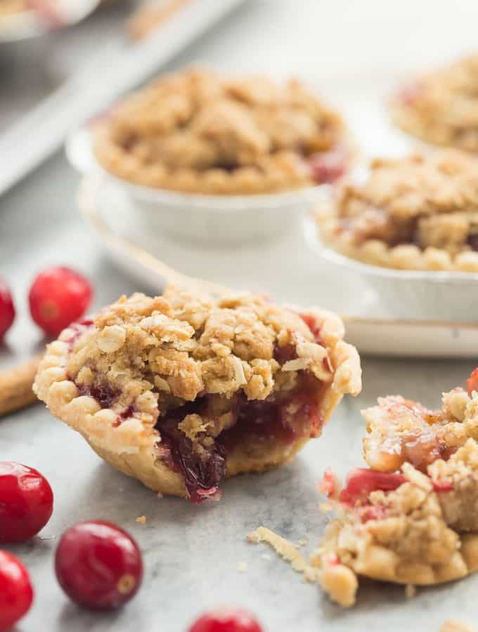 Cider Spiced Cranberry Apple Pie is so perfect for fall -- I make them in pre-made tart shells for an easy holiday dessert that will impress your guests!
