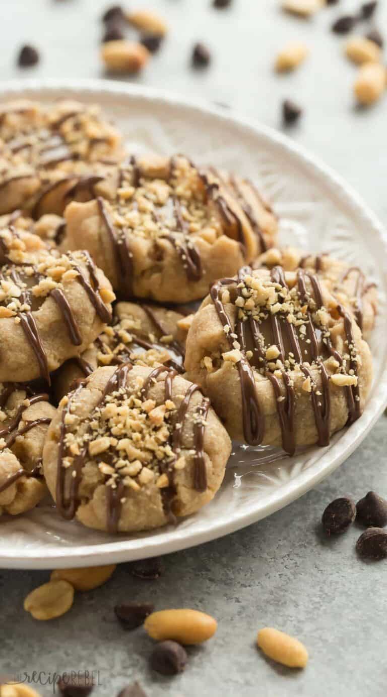 Peanut Butter Turtle Thumbprint Cookies The Recipe Rebel