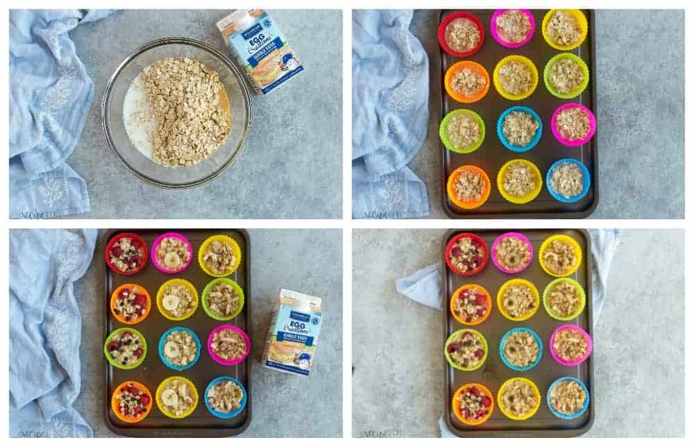 four ingredient oatmeal cup step by step photos with silicone muffin cups