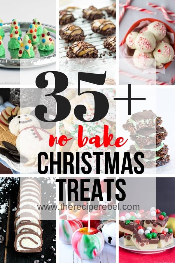 no bake easy christmas treats collage with multiple images and text