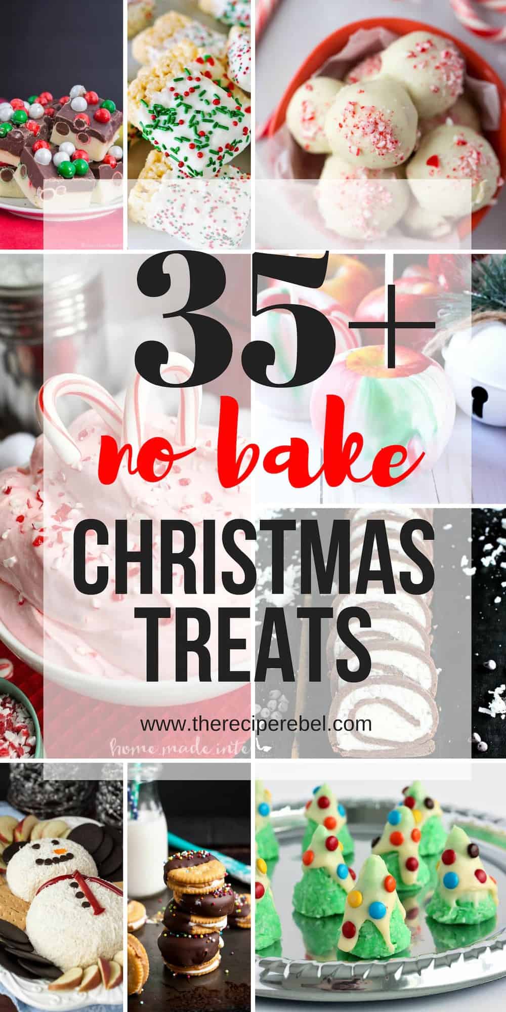 no bake easy christmas treats collage with multiple images and text