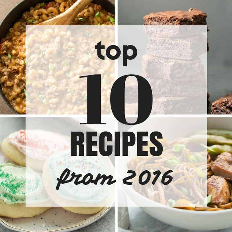 the top 10 recipes of 2016 on the recipe rebel collage with four images and title