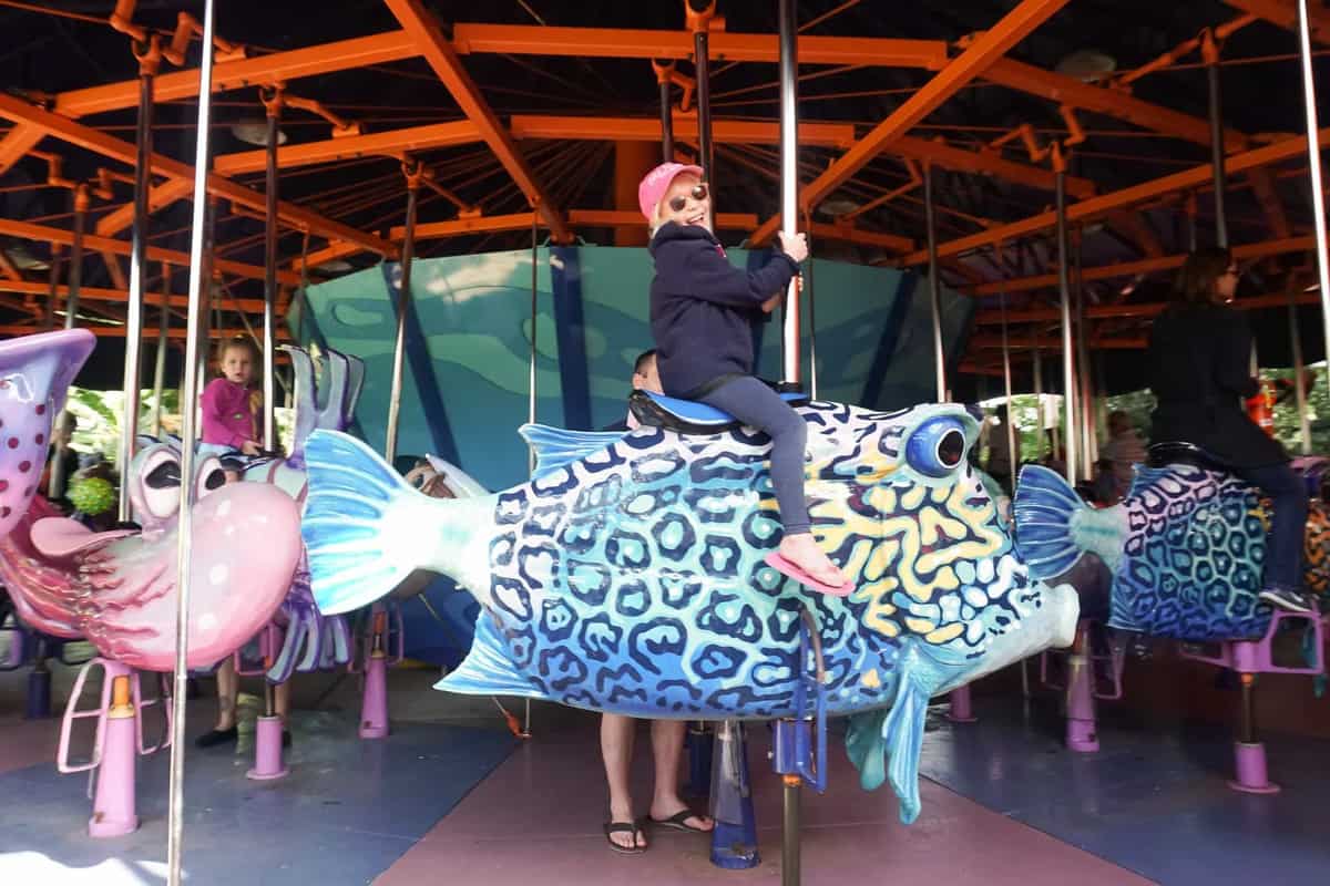 girl on merry go round in seaworld
