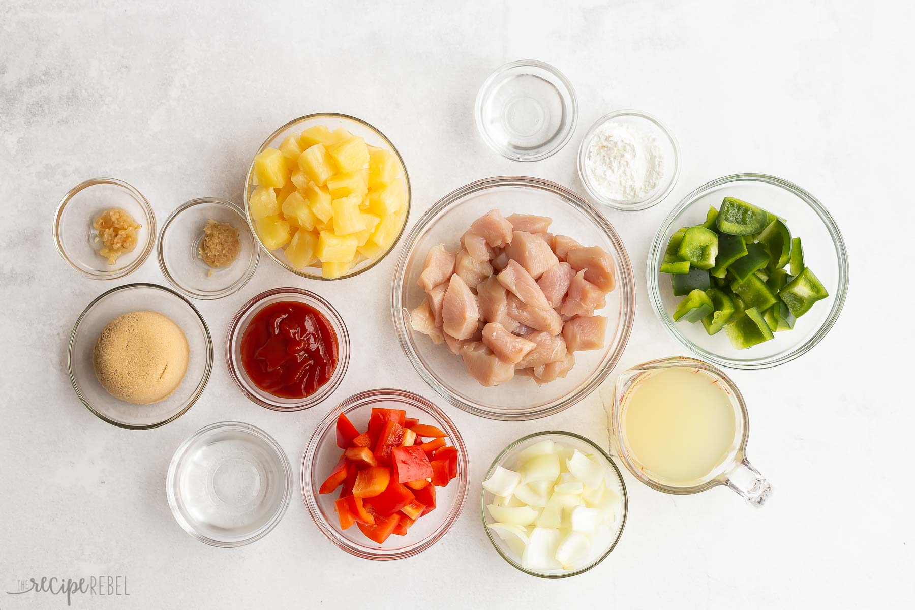 ingredients needed for sweet and sour chicken.