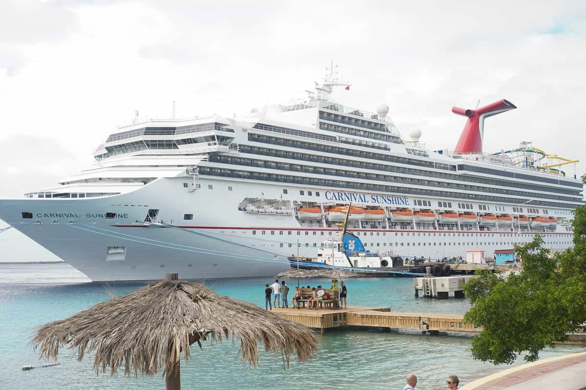 carnival sunshine cruise ship photo docked in aruba