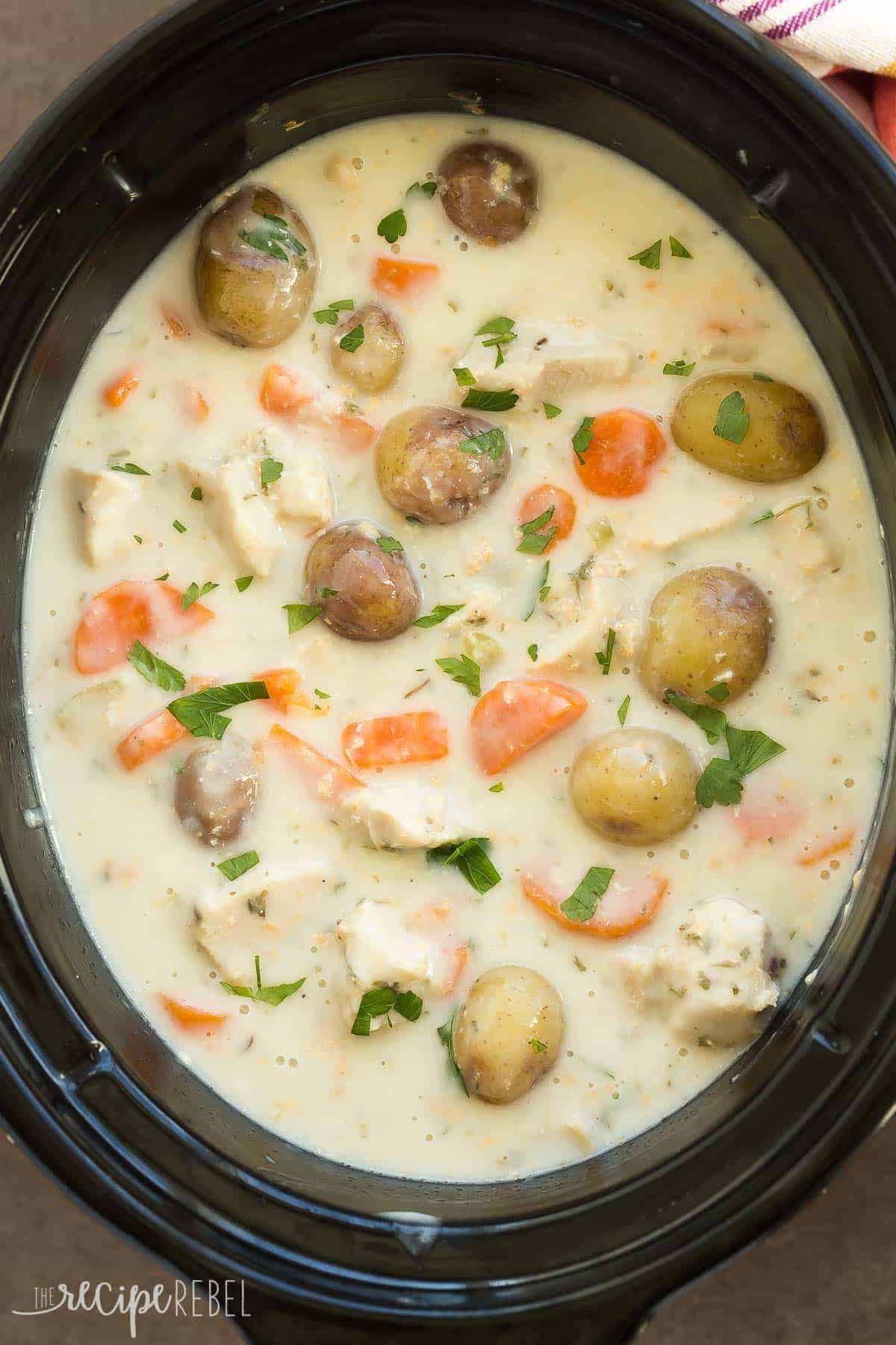 Slow Cooker Garlic Parmesan Chicken Stew Recipe