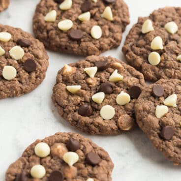 chocolate oatmeal cookies on table