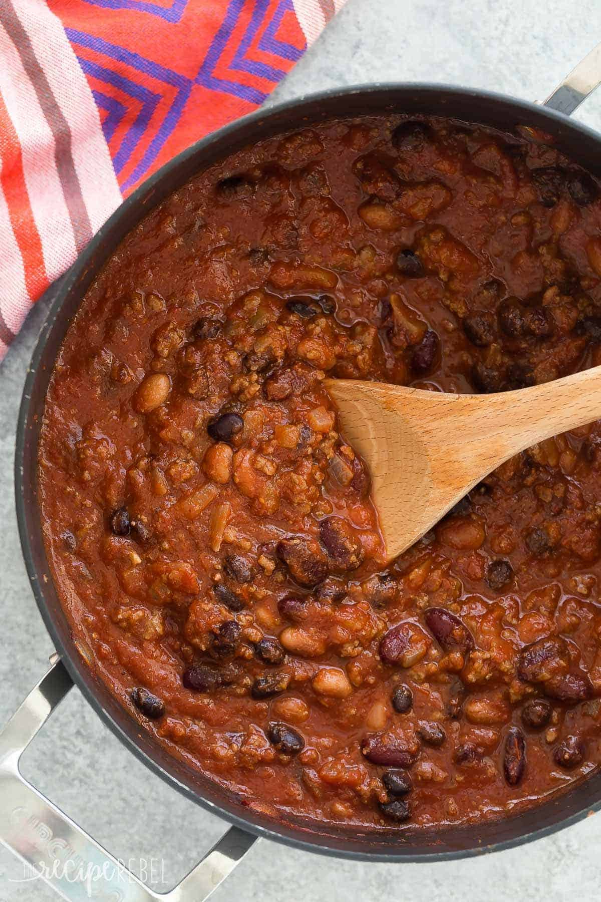 slow cooker three bean beef chili