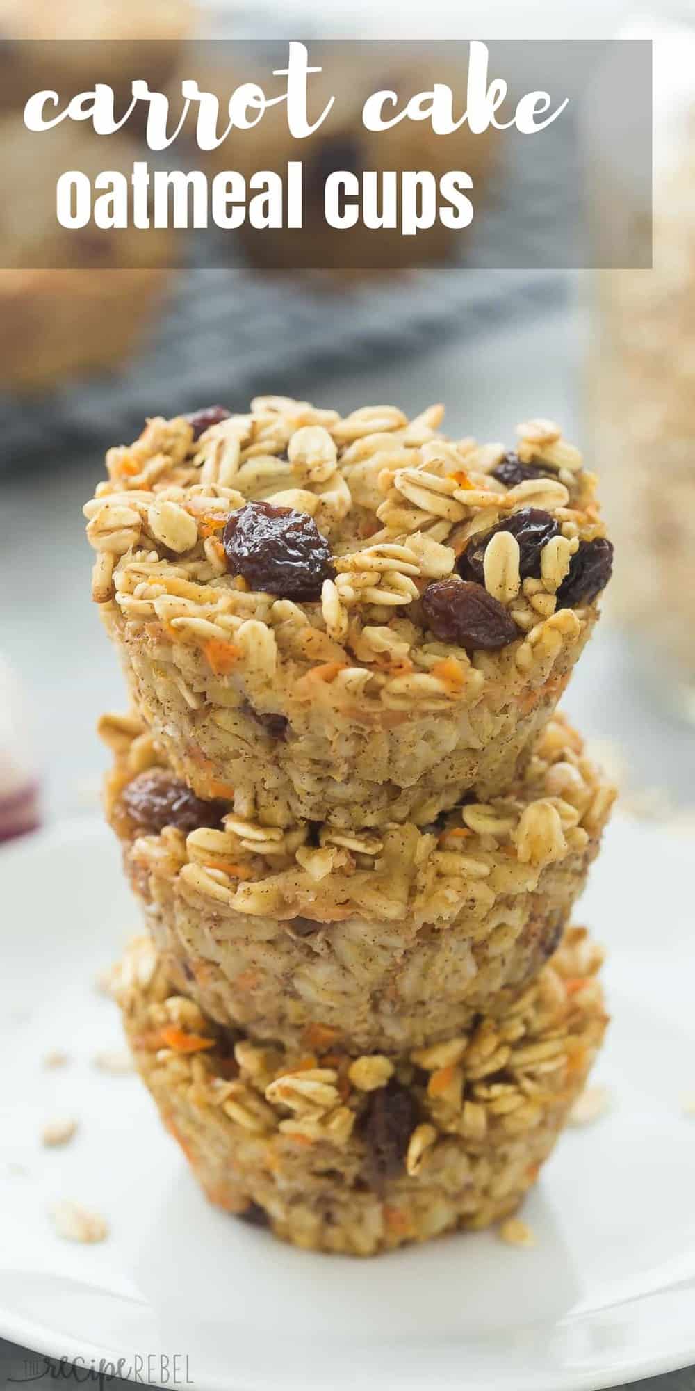 easy carrot cake baked oatmeal cups + recipe video