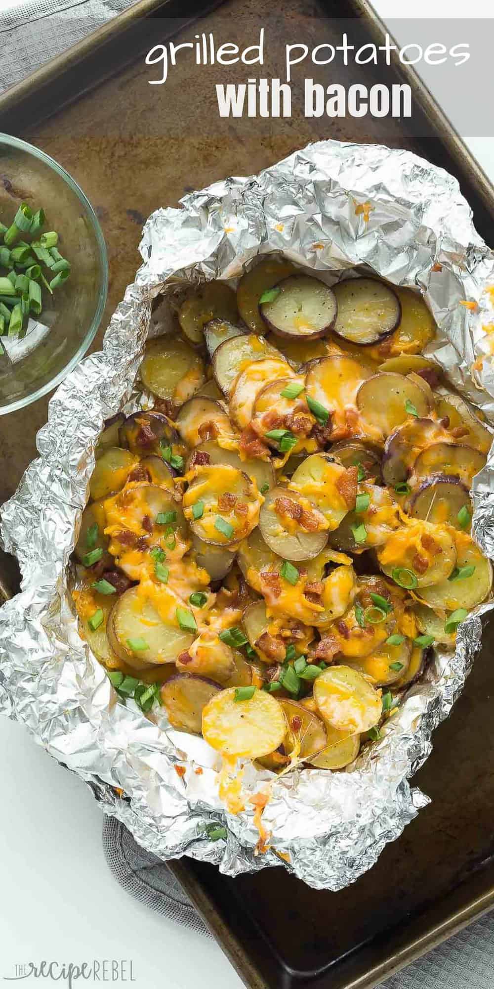 cheesy grilled potatoes with bacon + video