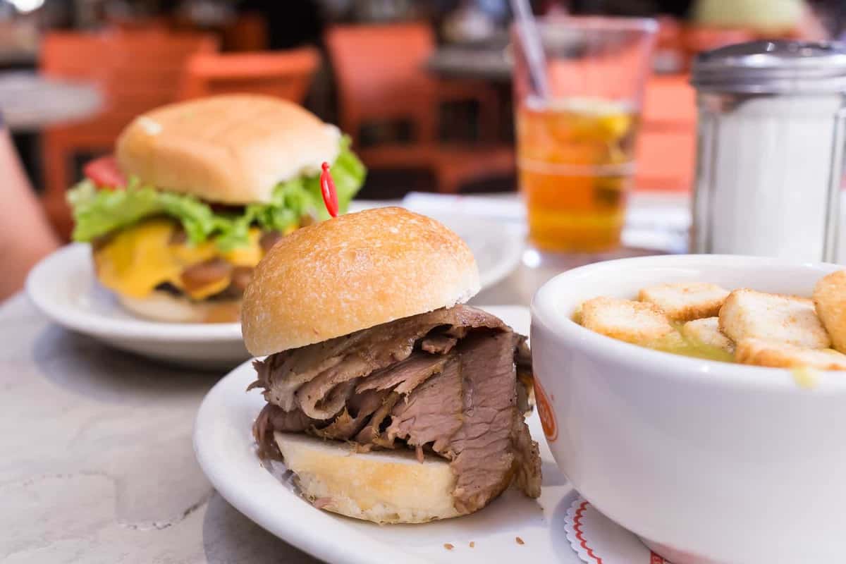 soup and sandwich at Juniors in new york city